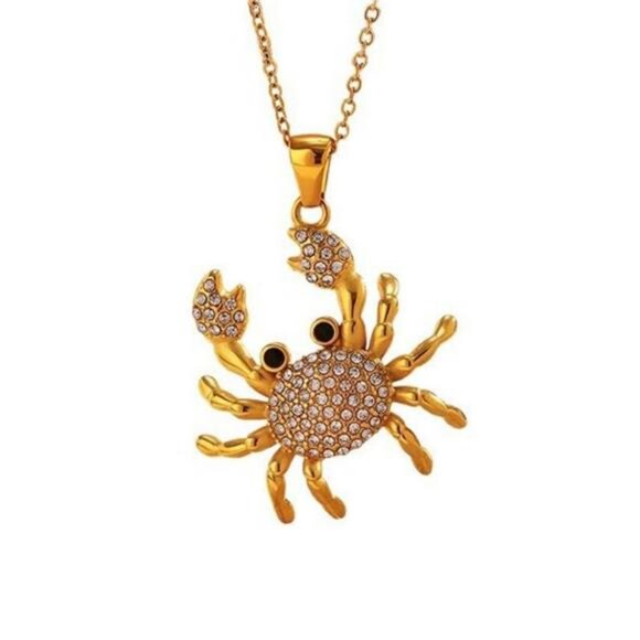 18K Gold-Plated Crab Pendant Necklace - Picture 5 of 5